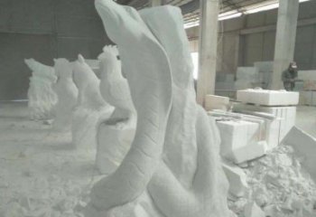威海中领雕塑汉白玉生肖蛇雕塑