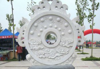 威海精雕细琢汉白玉双龙石门墩雕塑