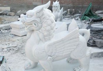 威海品质卓越的汉白玉独角兽雕塑