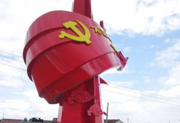 威海展现党旗文化的不锈钢党旗雕塑