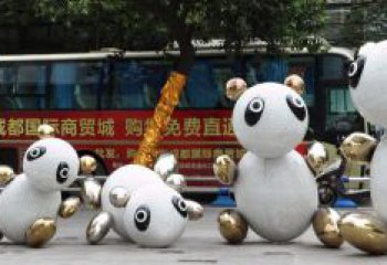 威海中领雕塑：优雅的不锈钢抽象熊猫雕塑