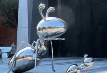 威海不锈钢蚂蚁雕塑，抛光镜面，精致精美