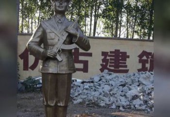 威海精美纪念，战士铜雕——中领雕塑