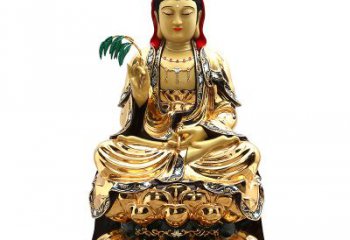 威海精美鎏金莲花观音纯铜佛像雕塑