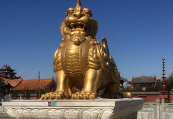 威海鎏金獬豸铜雕，为您提供精美的景观雕塑