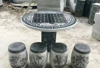 威海精美梅兰竹菊形石桌凳，无与伦比的艺术美感