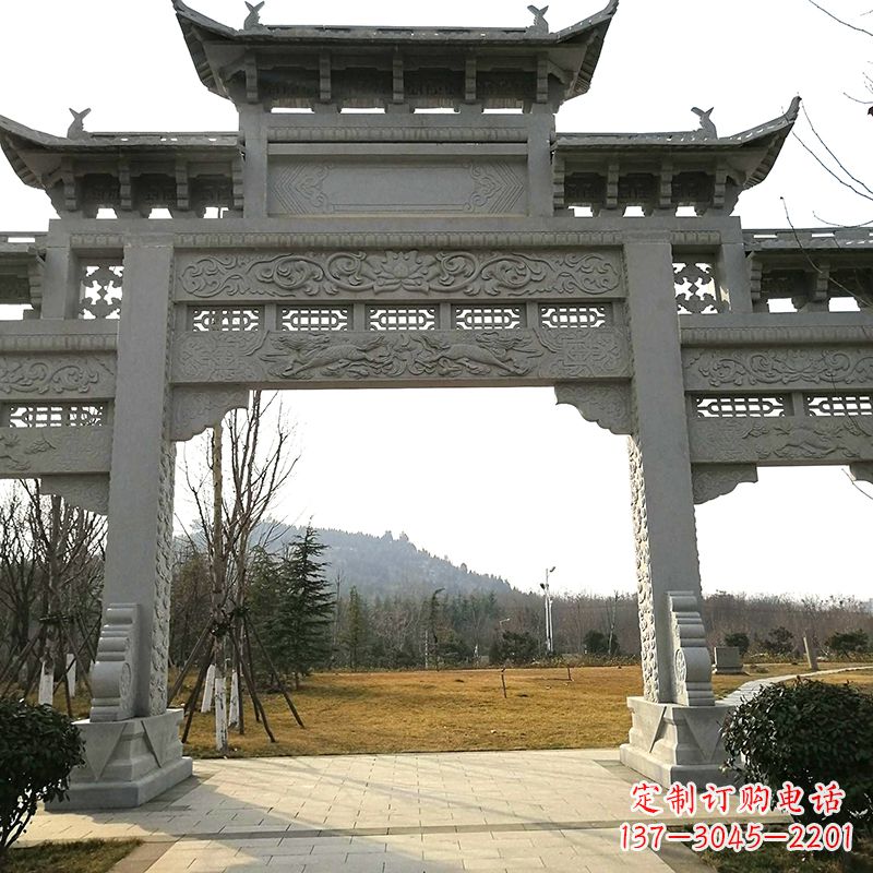 威海中领雕塑:精致石牌坊雕塑