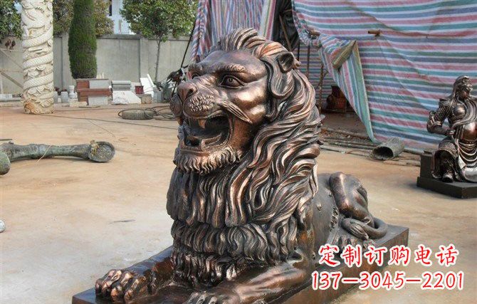 威海汇丰狮子铜雕,体现高贵气质