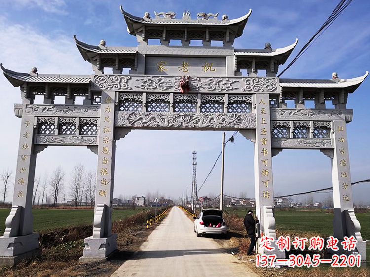 威海领雕塑定制:传承中国传统文化的牌坊雕塑