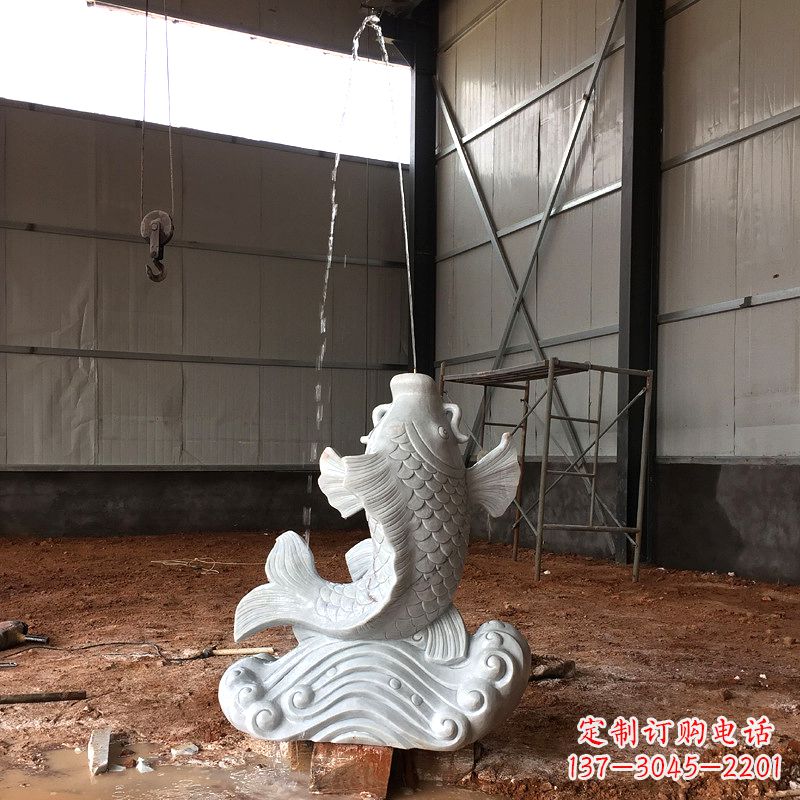威海汉白玉石鲤鱼雕塑,让你的梦想成真!