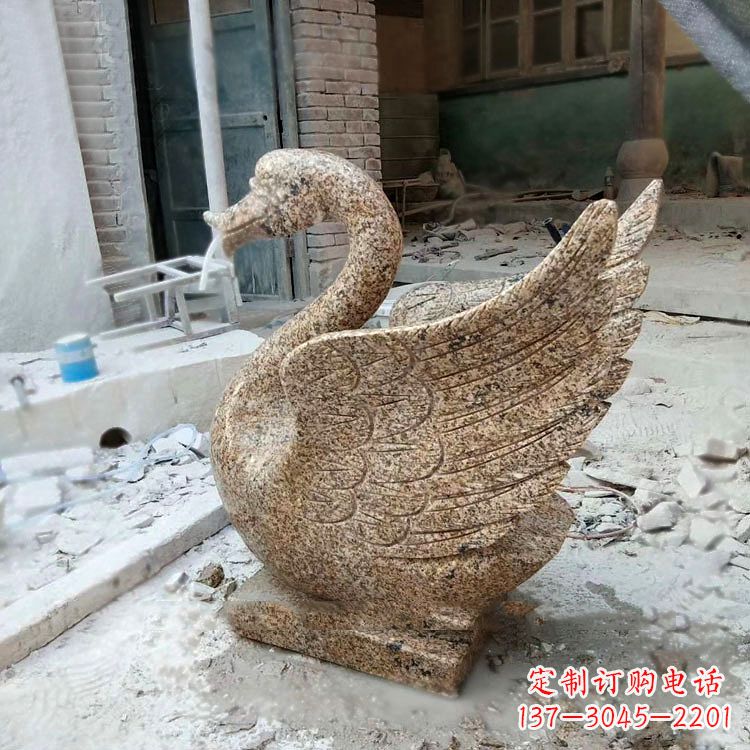 威海应用天鹅花岗岩制作的喷水雕塑