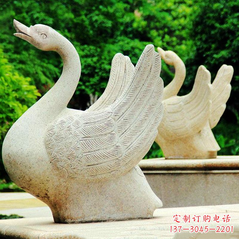 威海高雅优美的砂岩天鹅雕塑