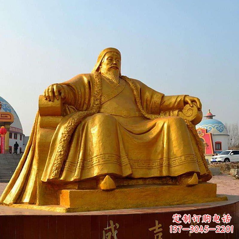 威海雕刻古代传奇军事家成吉思汗铜雕像