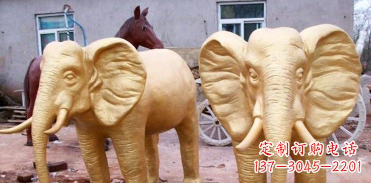 威海漆金巨型大象雕塑,由中领雕塑厂家定制制作…