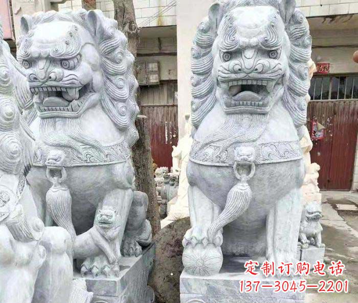 威海象征力量的大理石狮子石雕