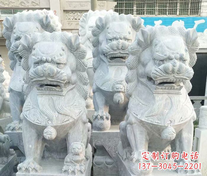 威海企业景观装饰大理石狮子雕塑