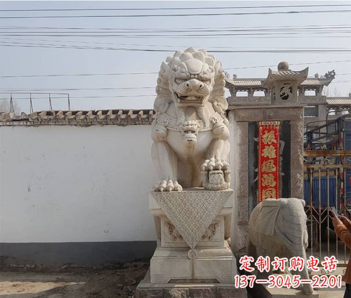威海精美大理石狮子石雕