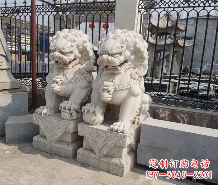 威海中领雕塑:精美大理石狮子雕塑