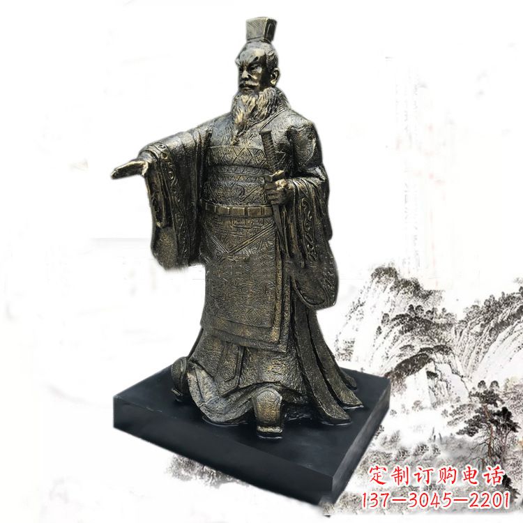 威海精美秦始皇玻璃钢仿铜雕塑