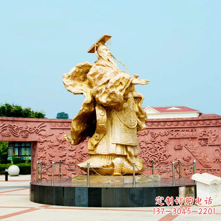 威海中领雕塑:秦始皇鎏金铜雕塑像