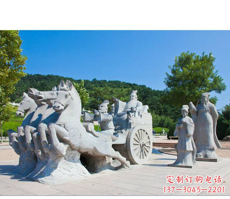 威海秦始皇坐马车石雕悉心打造雕塑艺术之精髓