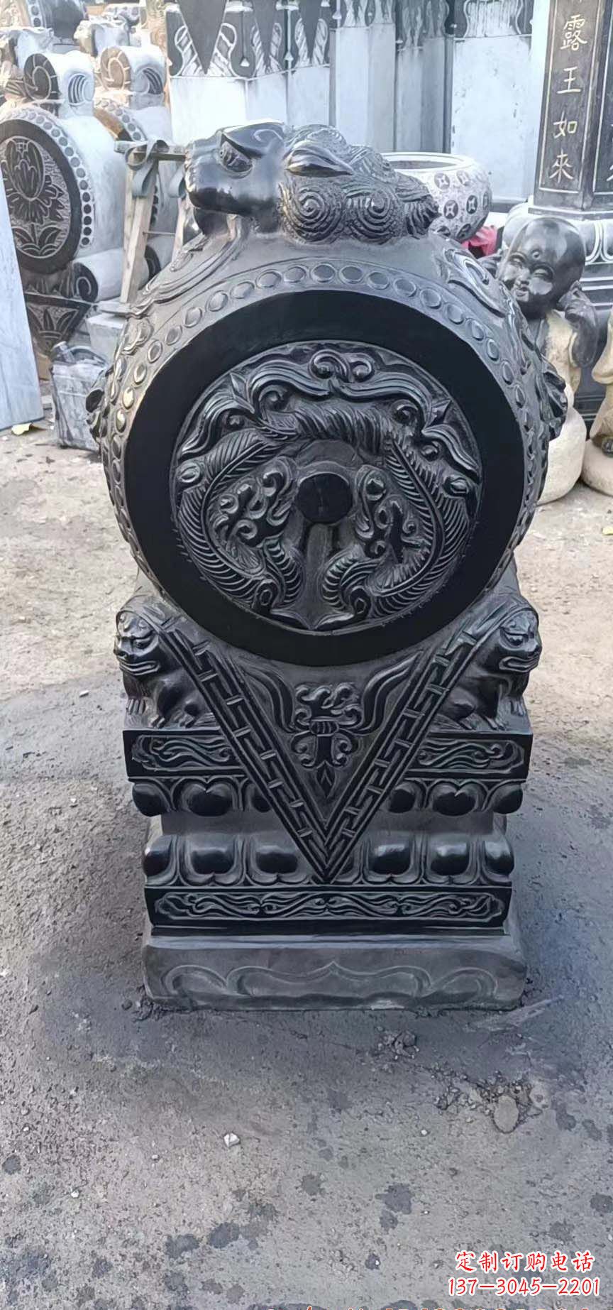 威海门墩石雕,营造青石抱鼓石之美