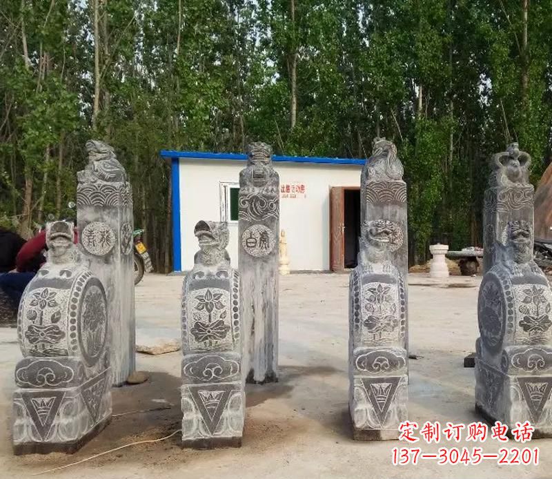 威海青石抱鼓石门墩雕塑