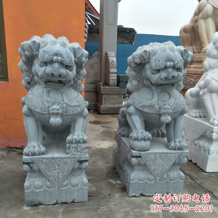 威海精美的青石北京小狮子雕塑