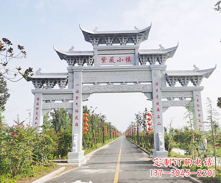 威海青石牌坊雕塑,定制精美而高品质
