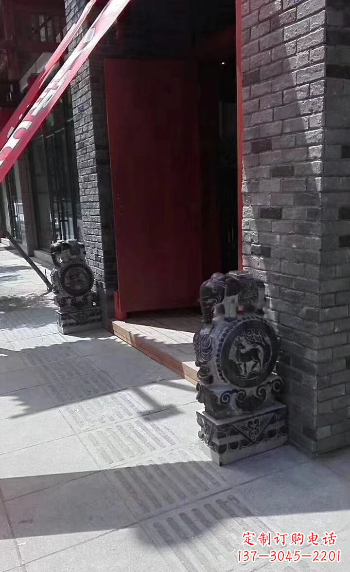 威海青石雕刻大象门墩抱鼓石
