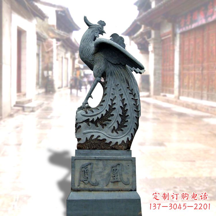 威海匠心之作——青石仿古凤凰雕塑
