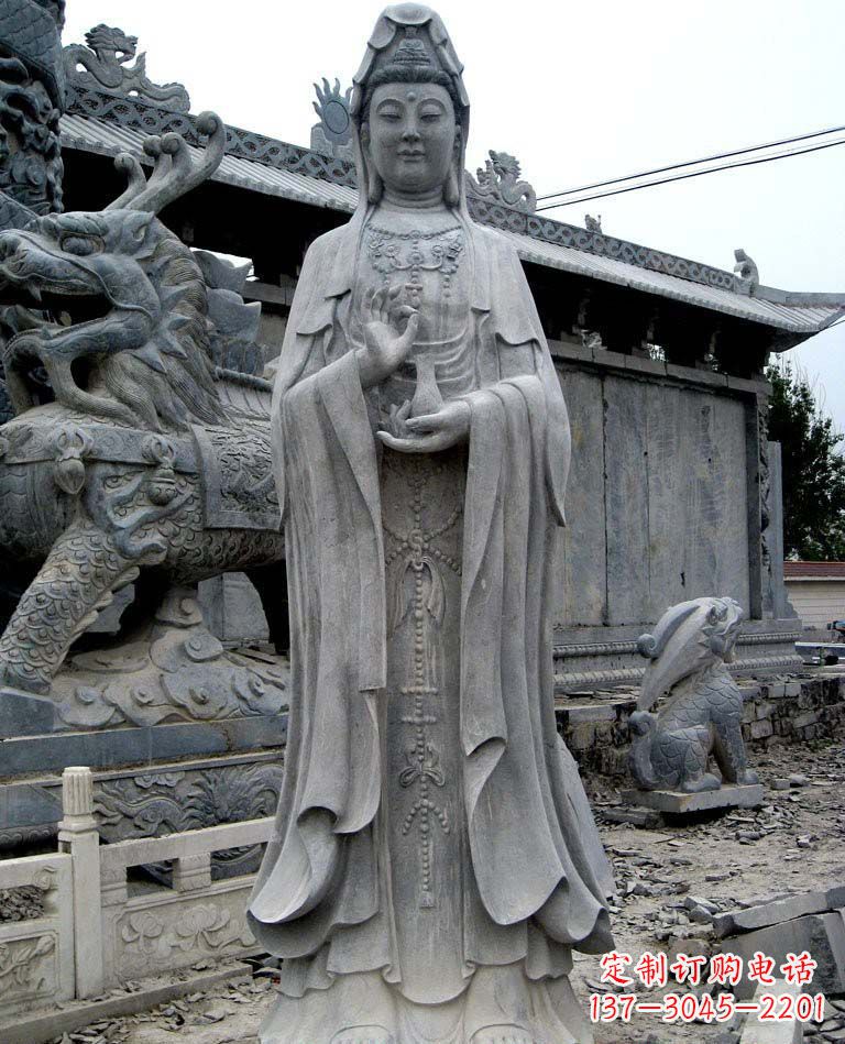 威海青石仿古观音雕像|传承古代神话传统