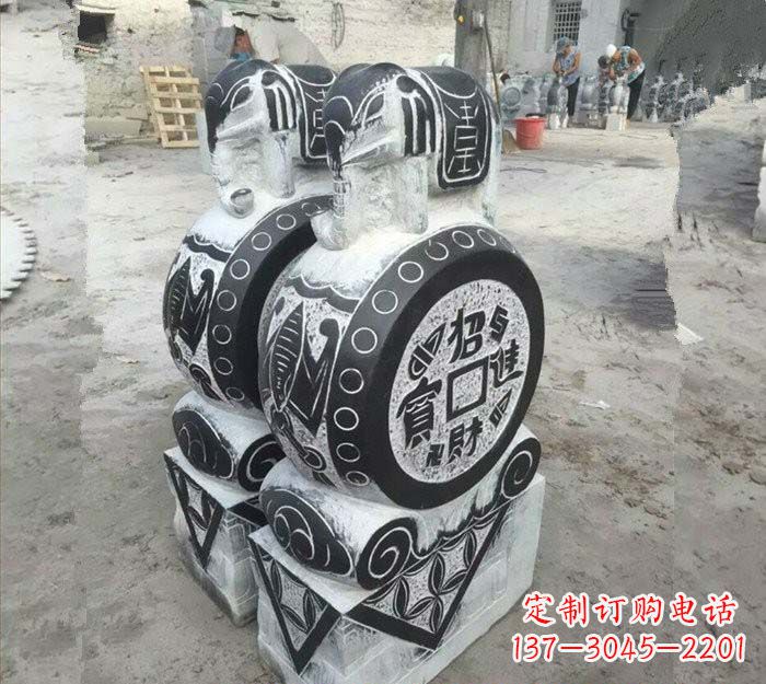 威海青石仿古招财进宝大象门墩
