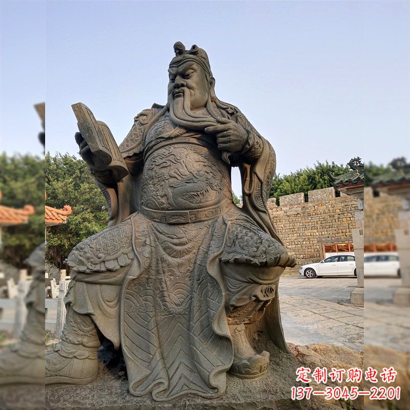 威海青石关公雕塑,让您的家居更加古典优雅