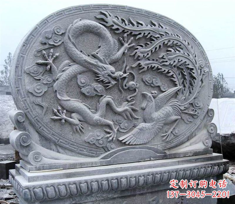 威海青石古典美——龙凤呈祥雕塑
