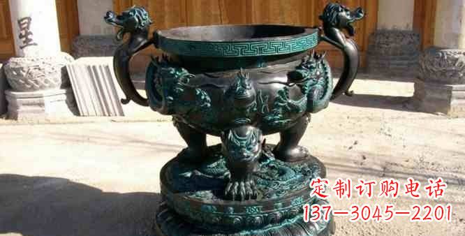 威海精美青铜祭祀圆香炉雕塑