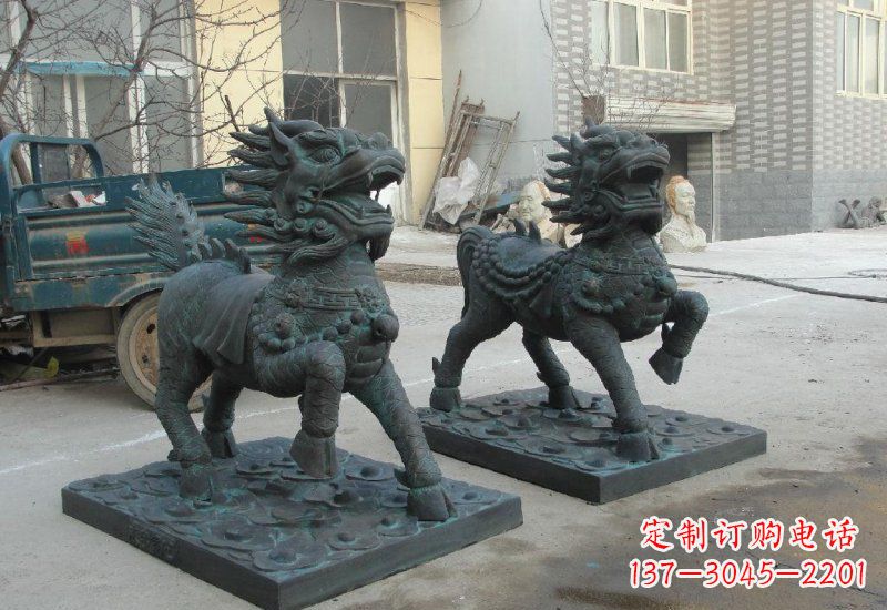 威海唯美雕塑:青铜立式麒麟