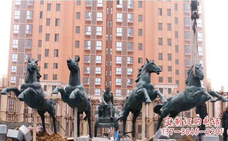 威海精美青铜马拉车广场雕塑