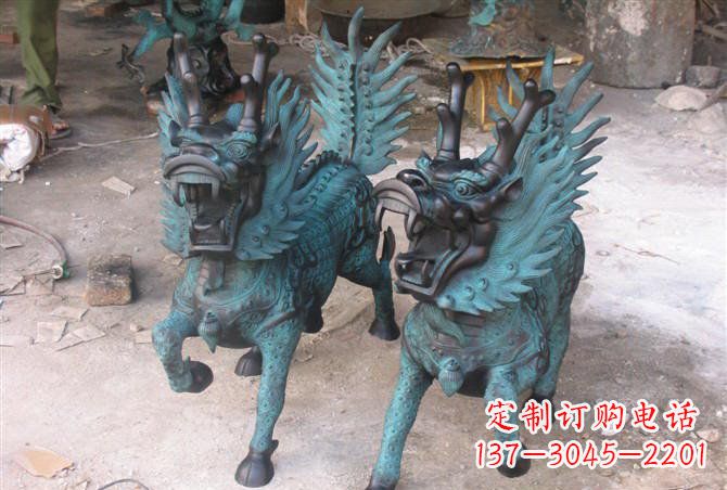 威海追求完美的青铜麒麟雕塑