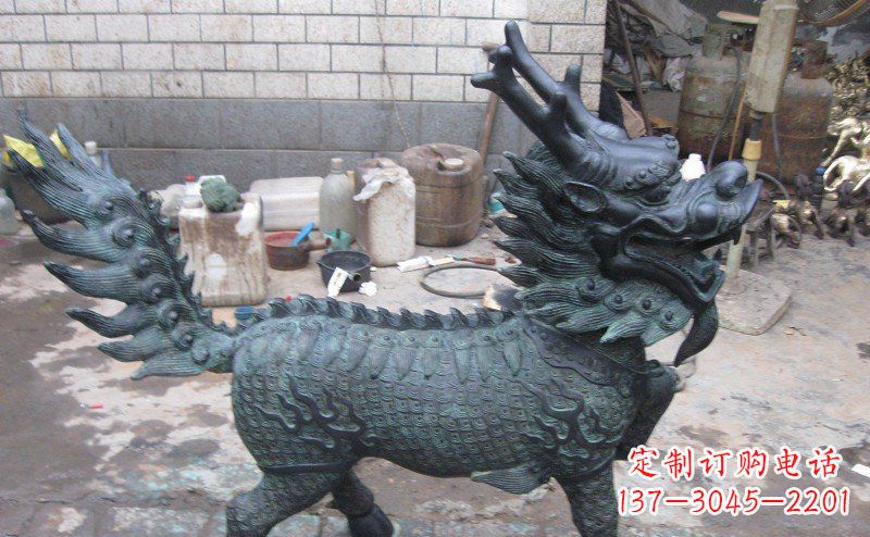 威海青铜雕制神兽麒麟,艺术匠心之至