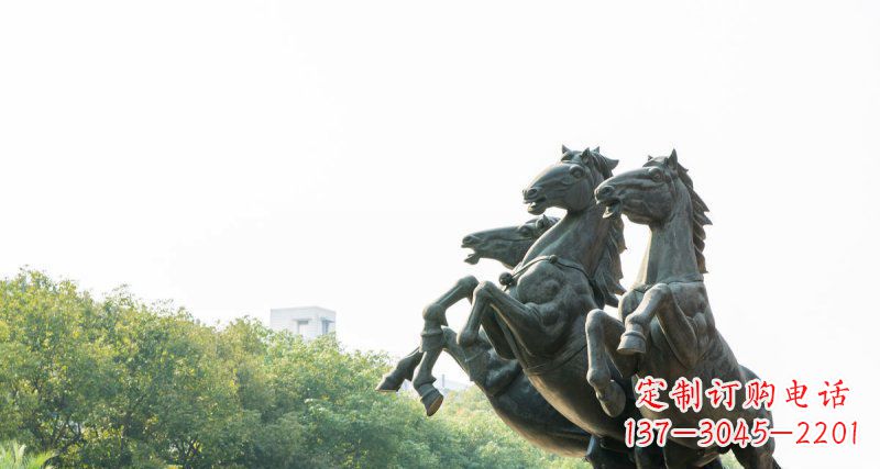 威海中领雕塑出品,精美青铜三匹马铜雕塑