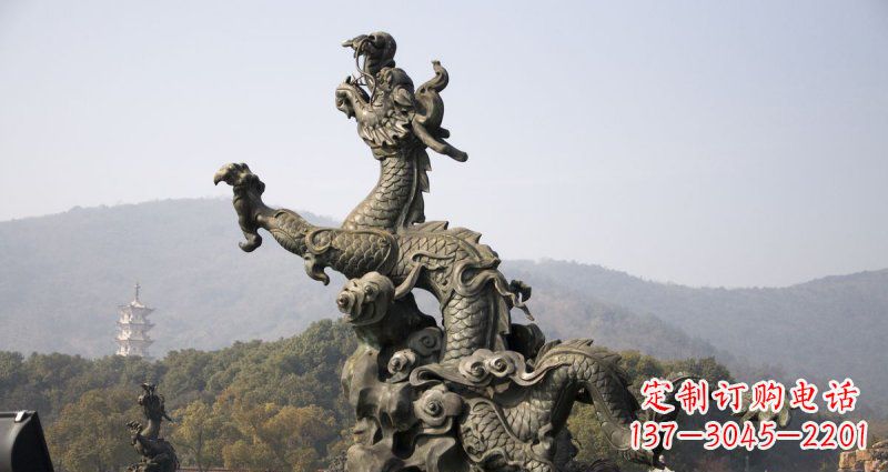威海中领雕塑|传统青铜神龙出水铜雕