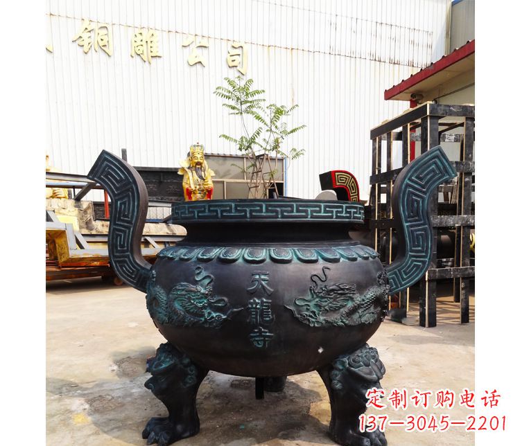 威海精美青铜寺庙广场香炉雕塑
