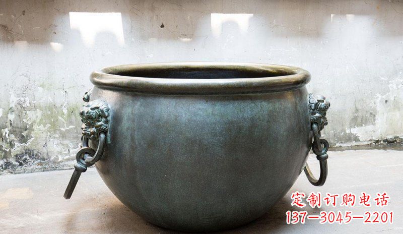 威海精美青铜水缸雕塑,赏心悦目
