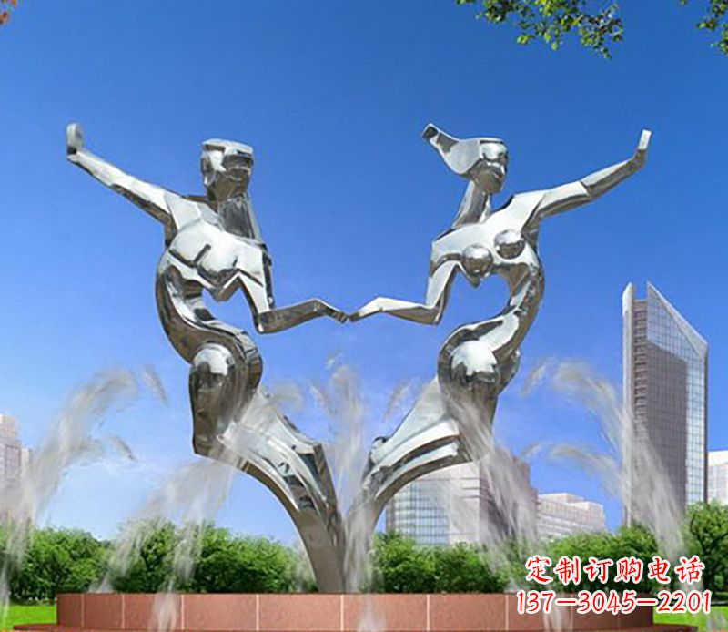 威海爱情镌刻,不锈钢抽象情侣雕塑