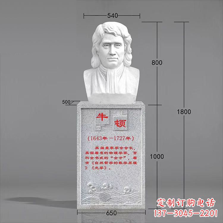 威海艺术精灵:牛顿汉白玉石头像雕塑