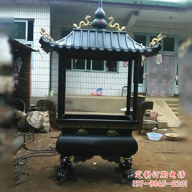 威海中领雕塑精美全铜香炉古典雕塑