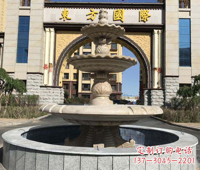威海三层欧式喷泉小区石雕