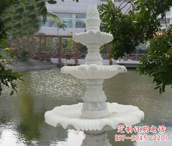 威海三层喷泉汉白玉公园石雕