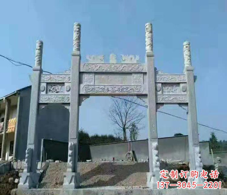威海三门仿古牌坊石雕,精致雕刻典雅之美